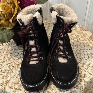 Madden Girl Black and Cream Winter Boots with Rugged Sole Size 7